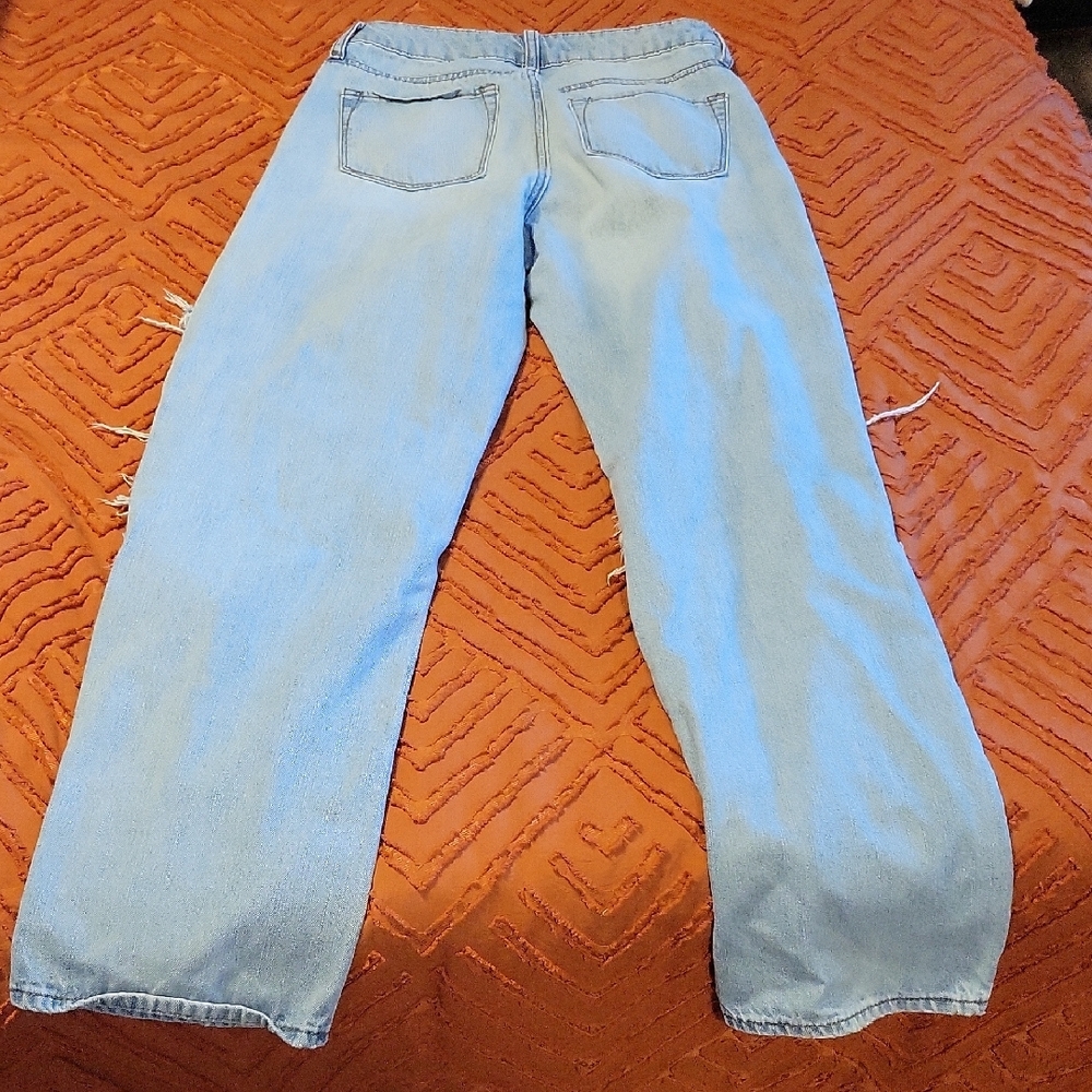 Empyre Light Blue Distressed Jeans with Red Accents - Picture 4 of 9